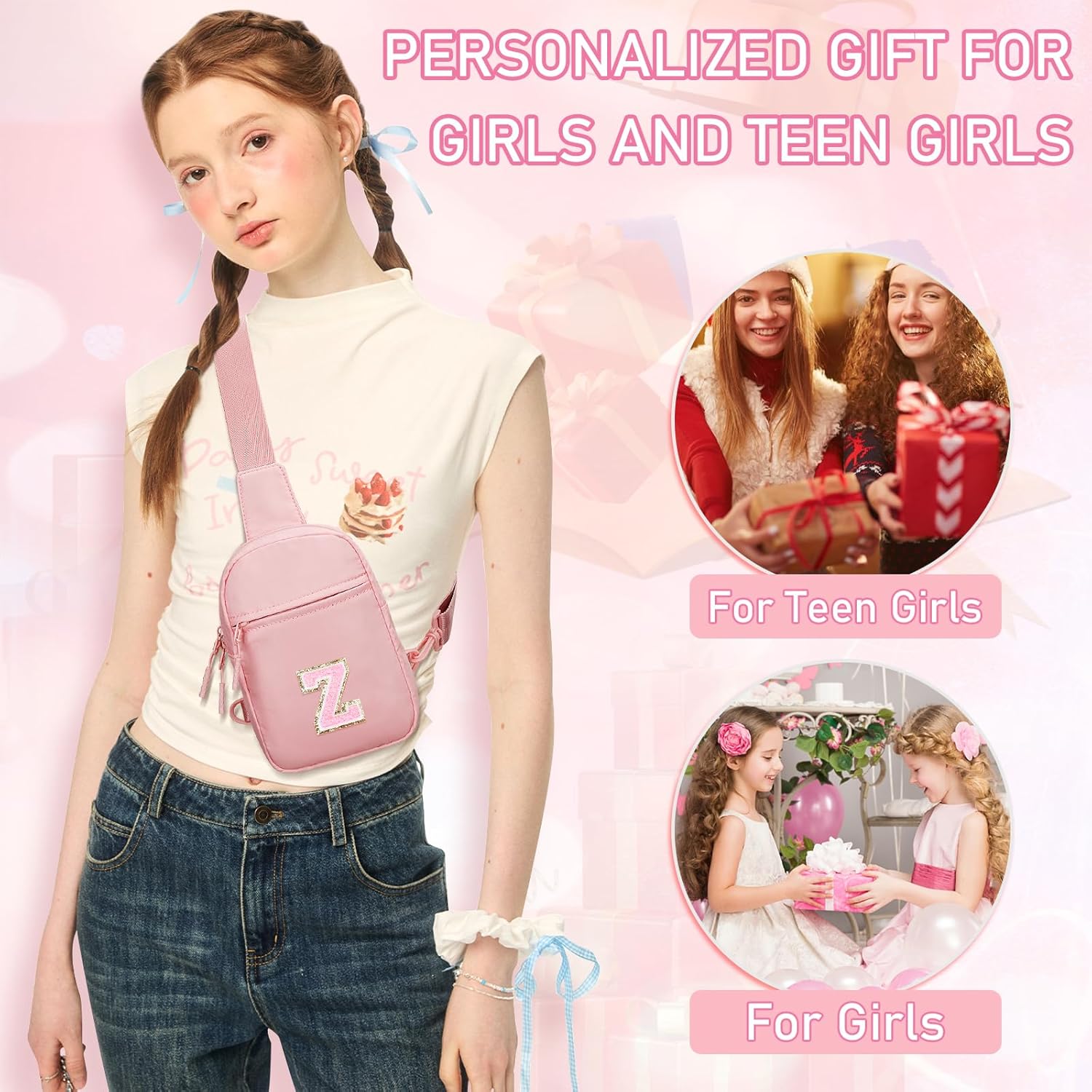 Girls Initial Sling Crossbody Bag