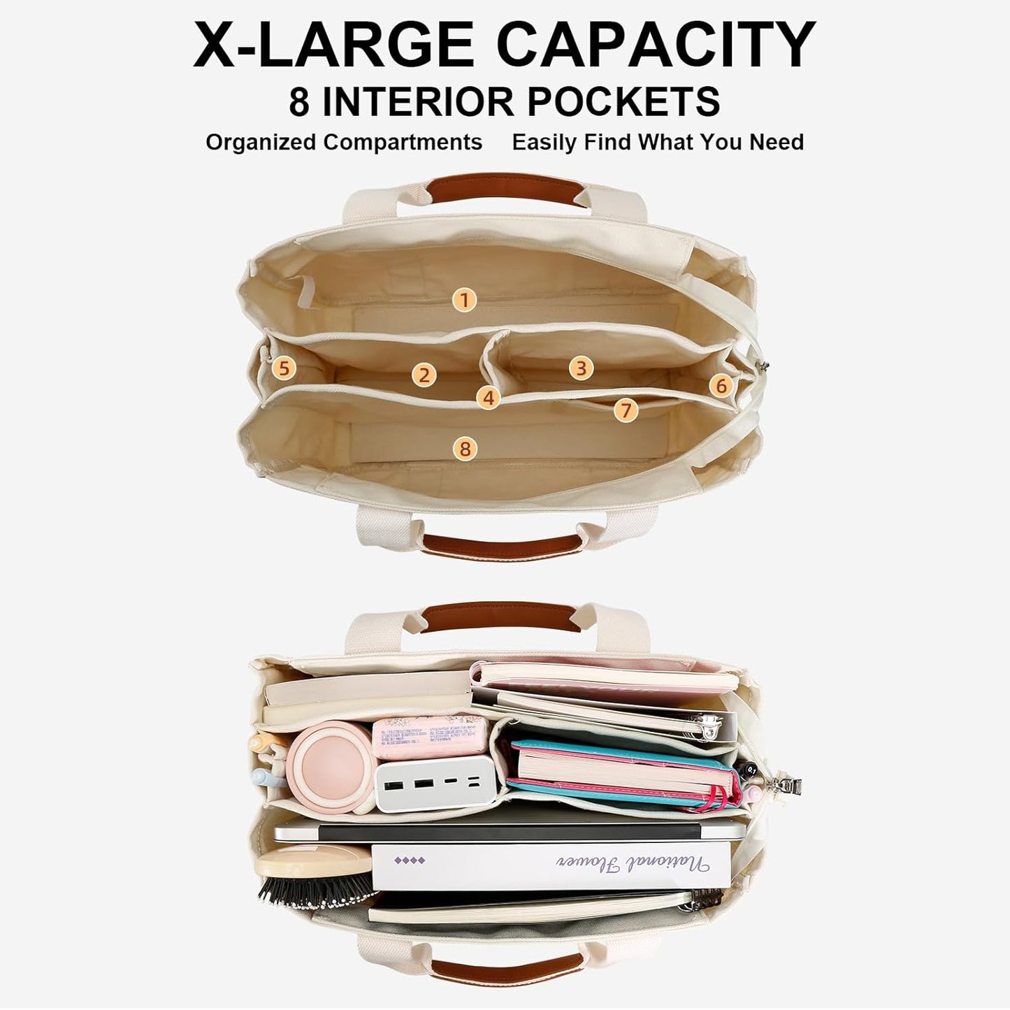 Canvas Crossbody Tote with Pockets