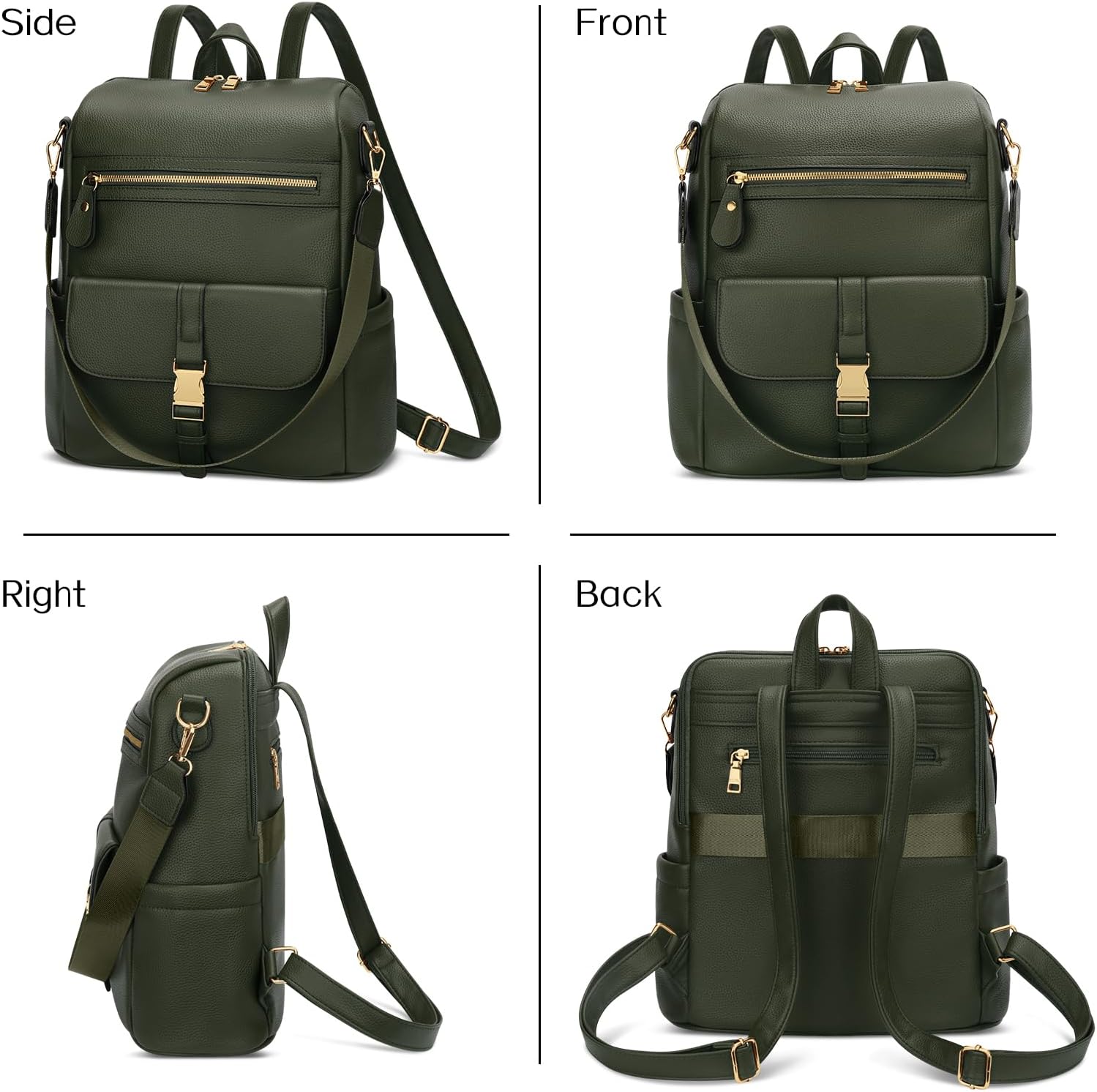 Anti-Theft Leather Backpack (Black)