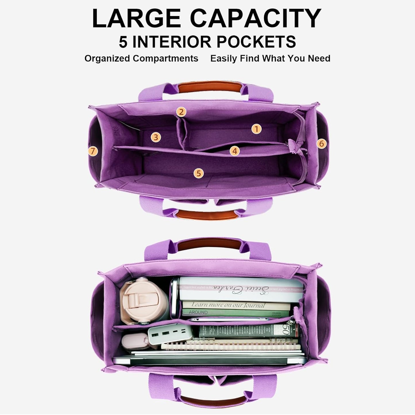 Large Canvas Tote Crossbody Bag