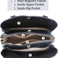 Triple-Compartment Satchel Handbag