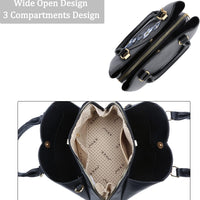 Triple-Compartment Satchel Handbag