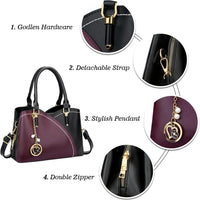 Triple-Compartment Satchel Handbag
