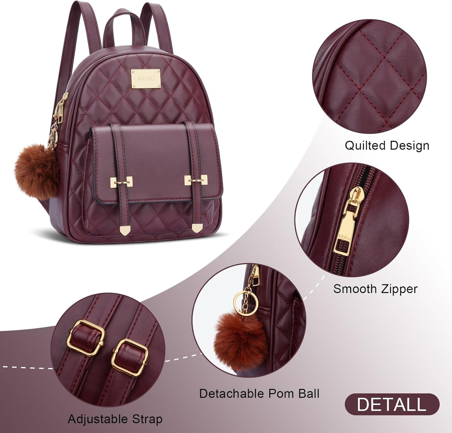 Quilted Mini Backpack Purse (White)