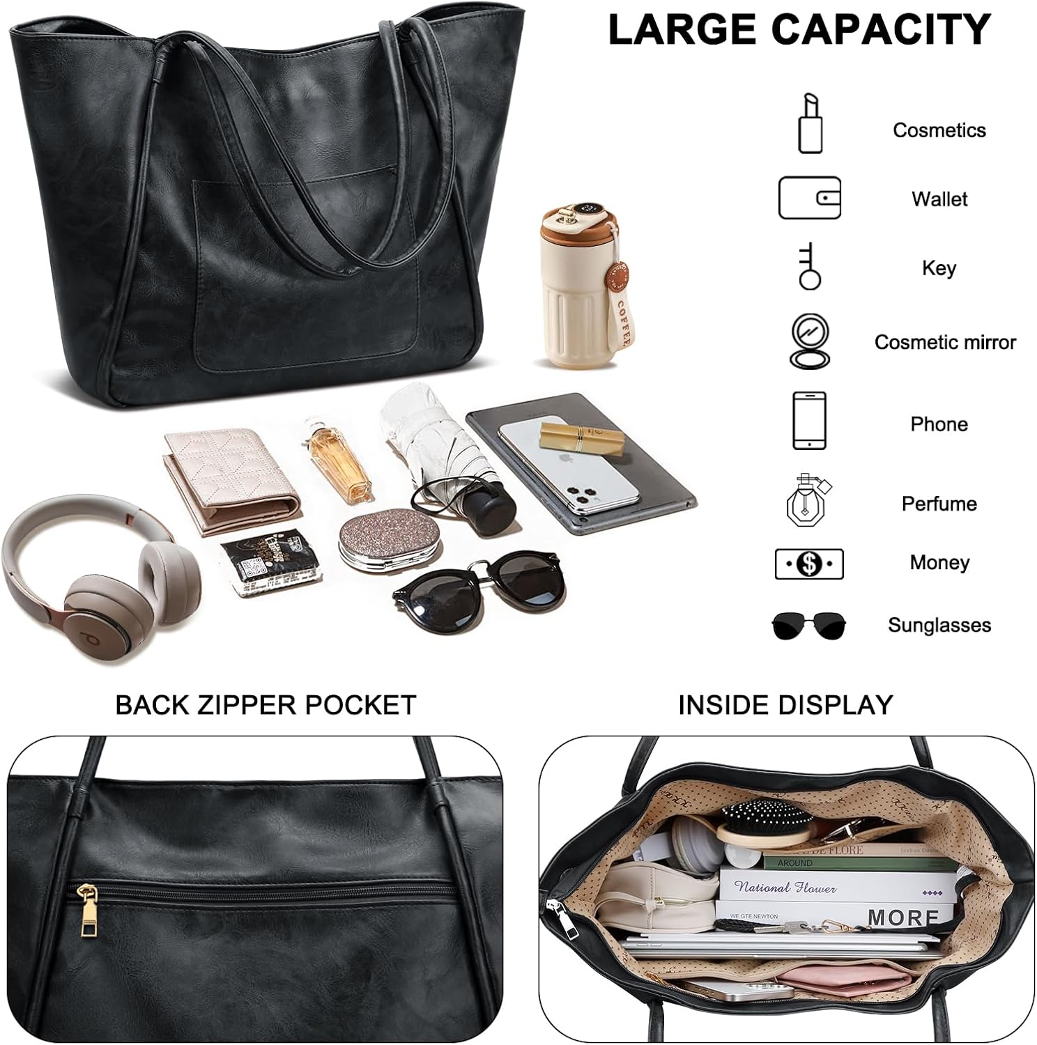 Large Leather Travel Tote Bag