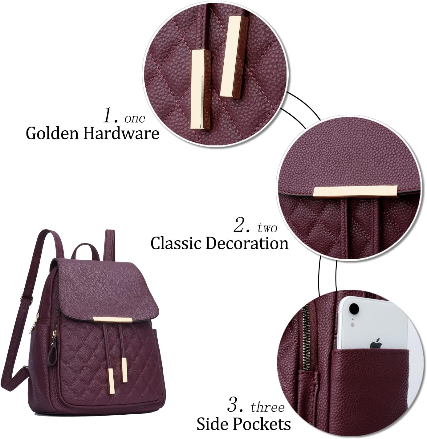 Quilted Leather Backpack Purse