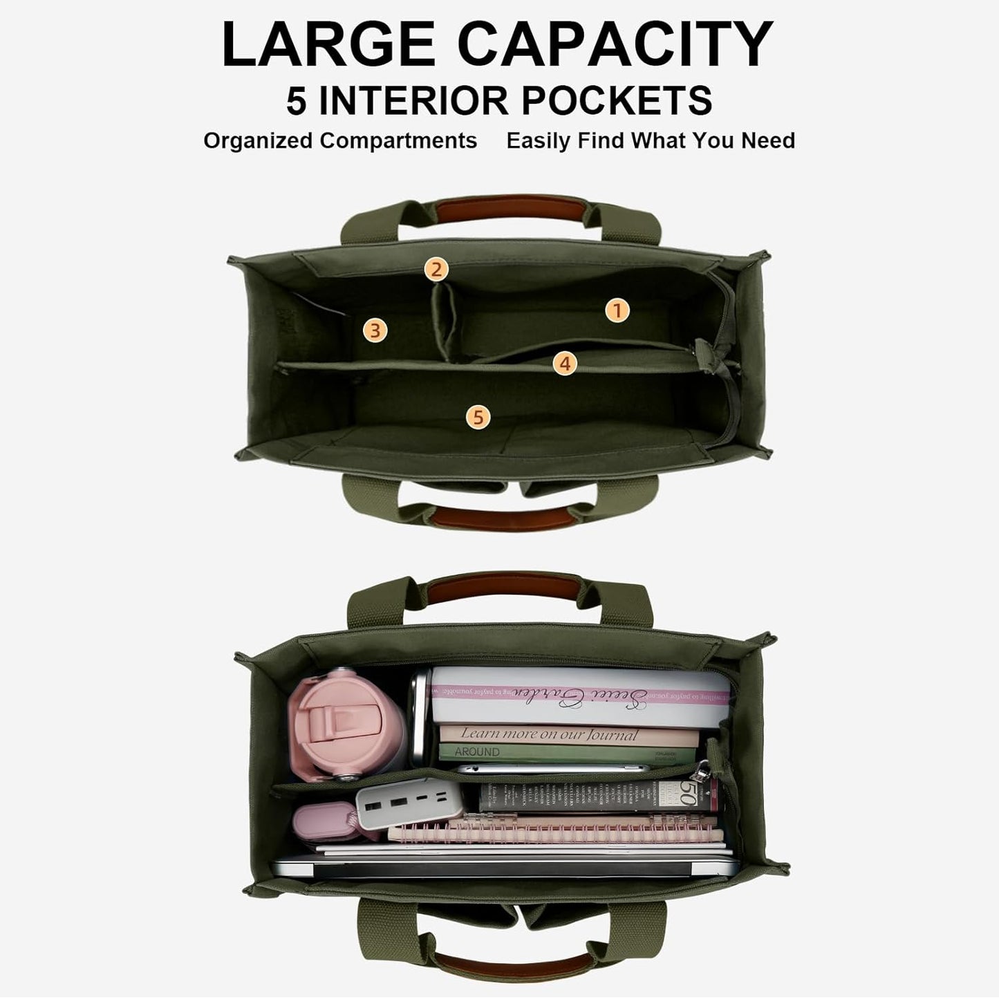 Large Canvas Tote Crossbody Bag