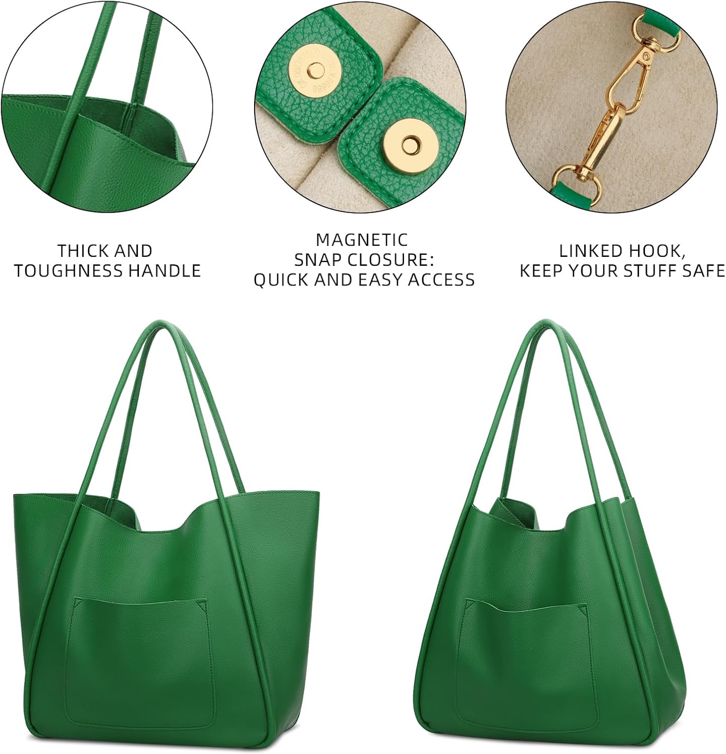 Large Vegan Leather Tote Bag