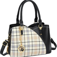 Triple-Compartment Satchel Handbag