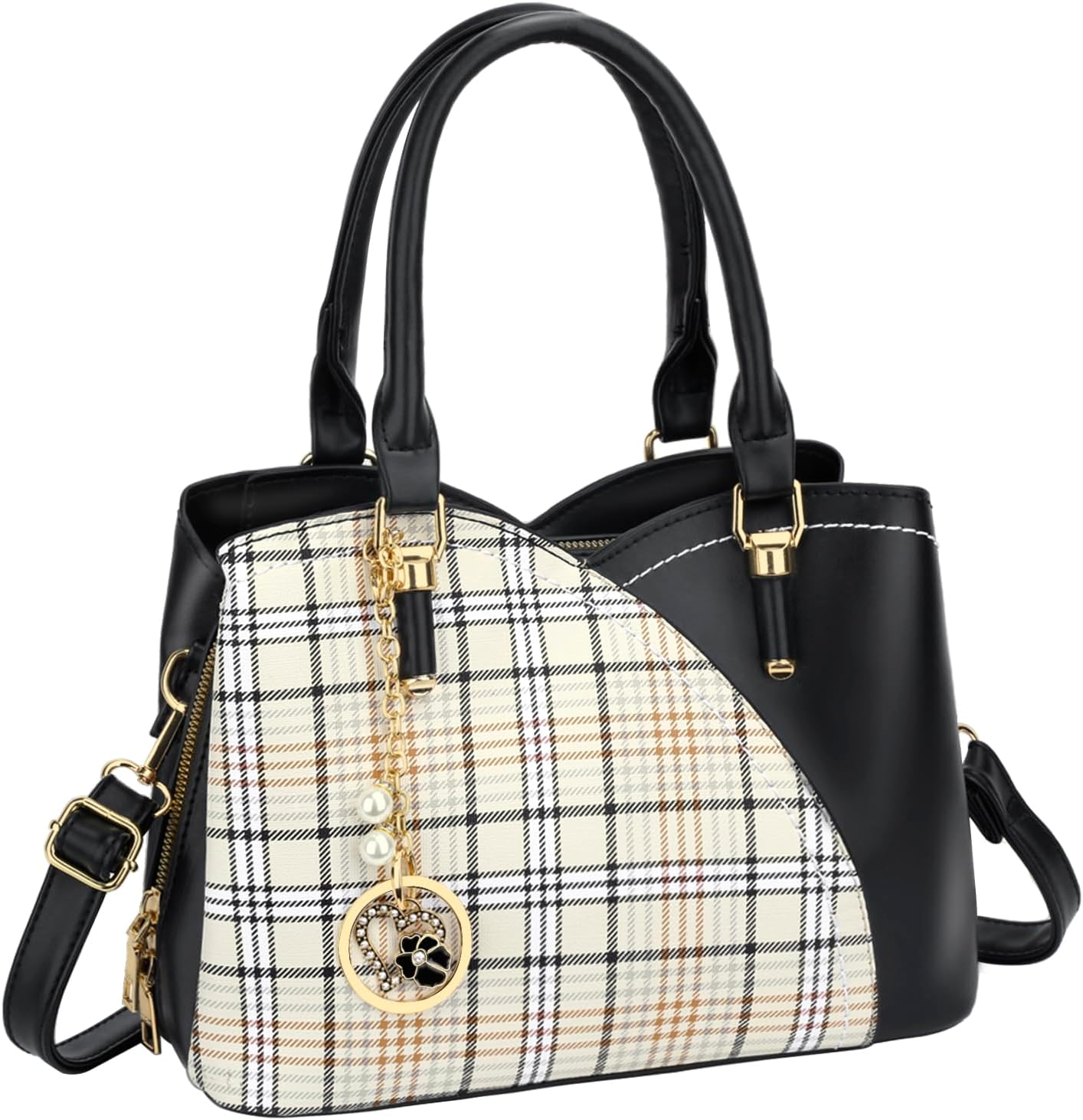 Triple-Compartment Satchel Handbag