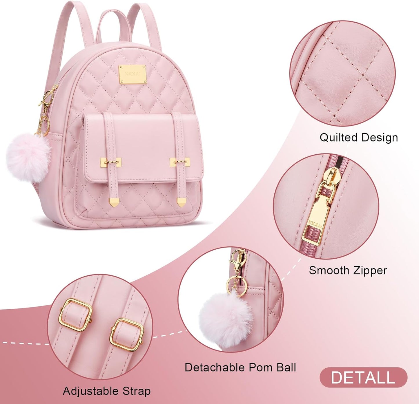 Quilted Mini Backpack Purse (White)