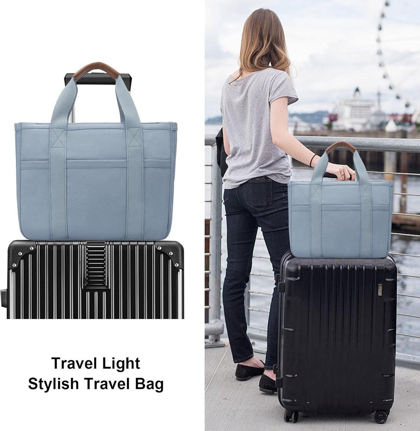 Canvas Crossbody Tote with Pockets