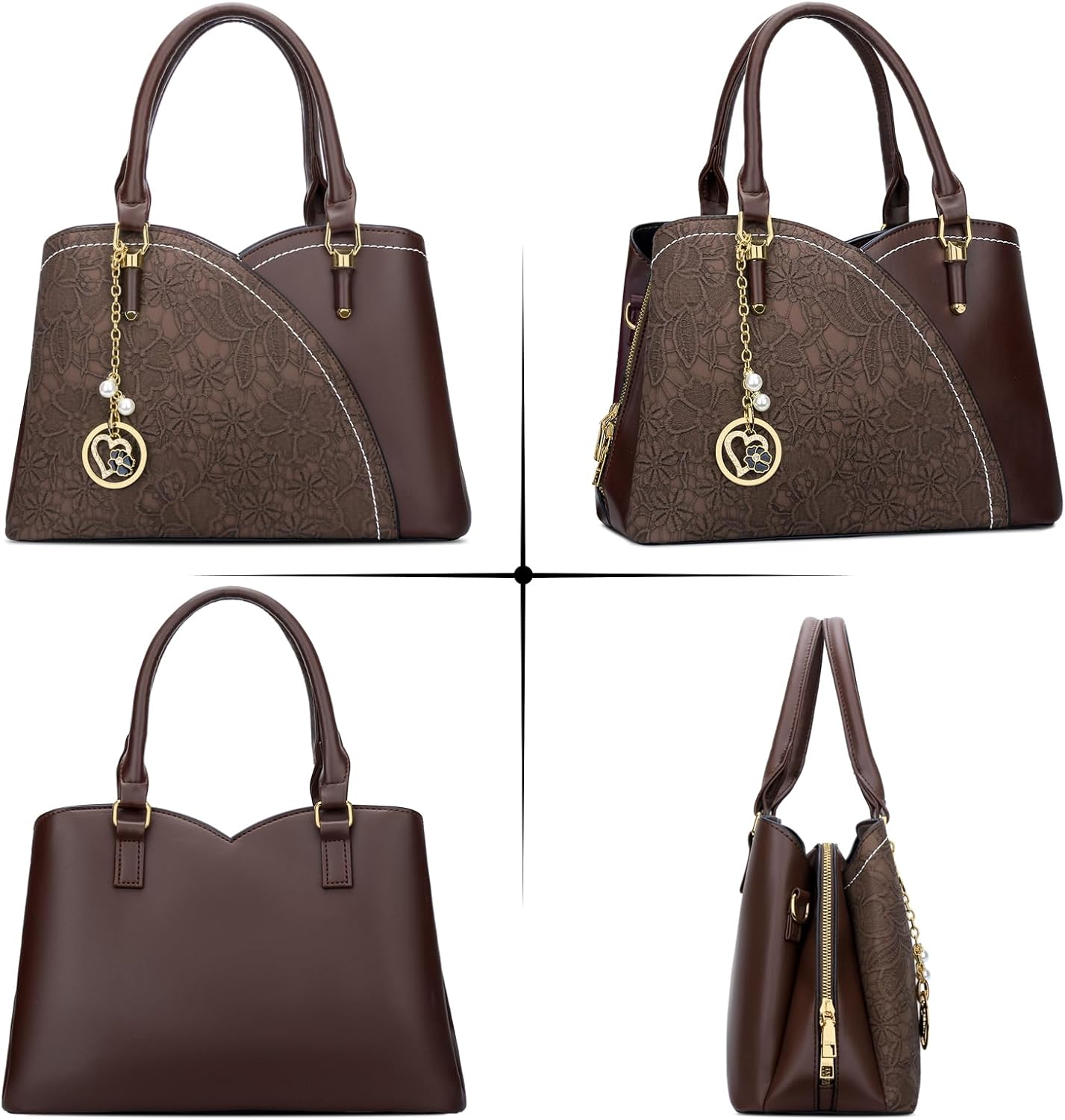Triple-Compartment Satchel Handbag