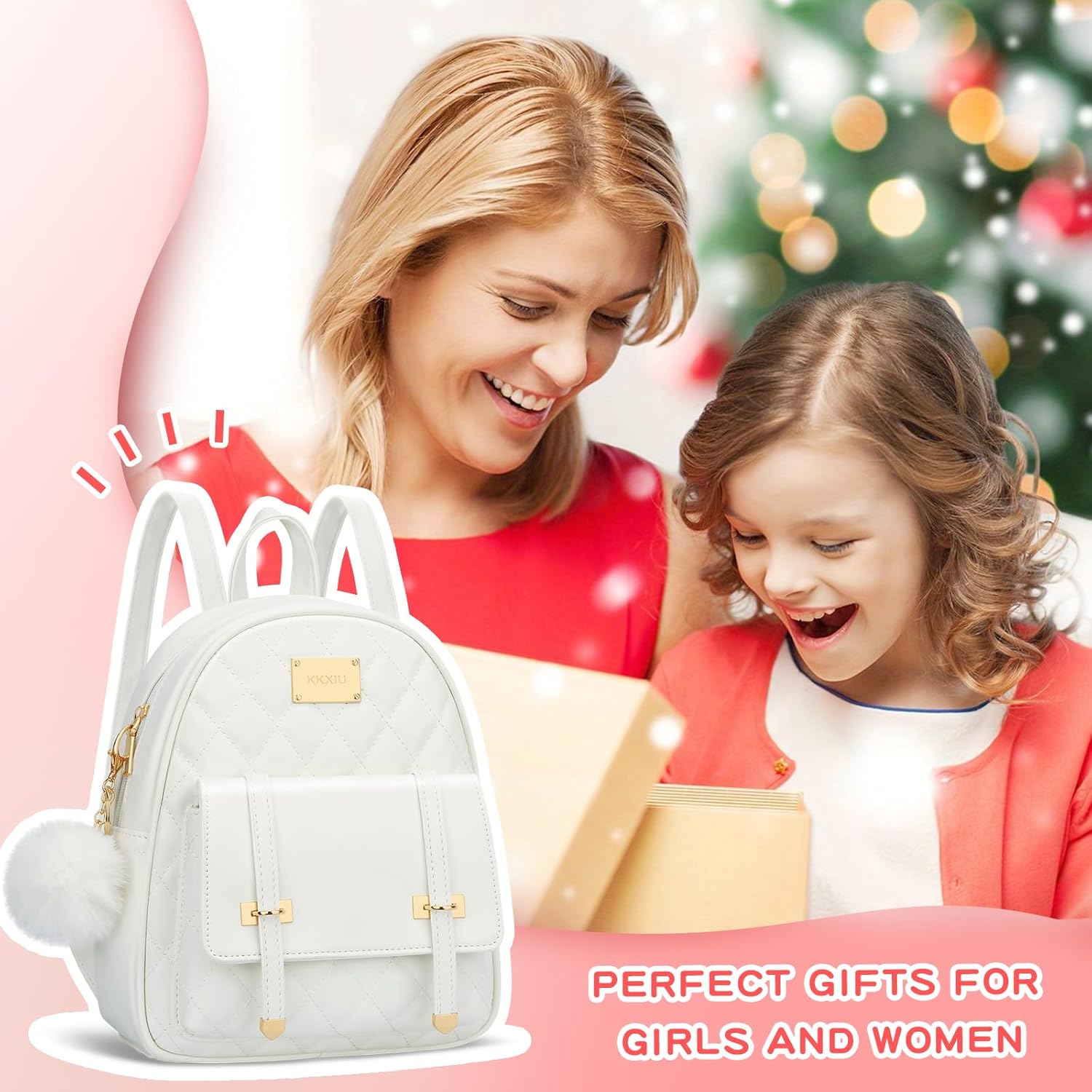 Quilted Mini Backpack Purse (White)