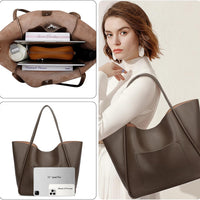 Large Vegan Leather Tote Bag
