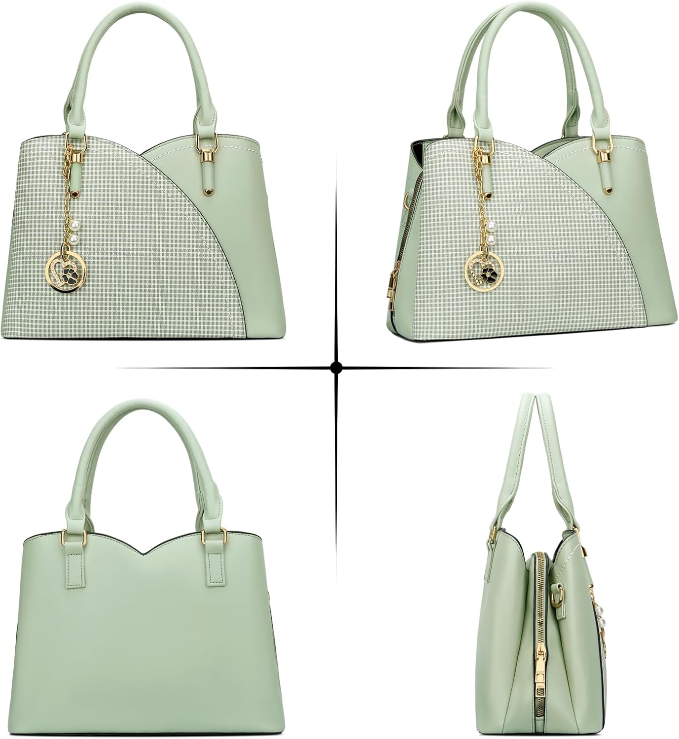 Triple-Compartment Satchel Handbag