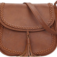 Tassel Flap Saddle Crossbody Bag