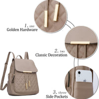 Quilted Leather Backpack Purse