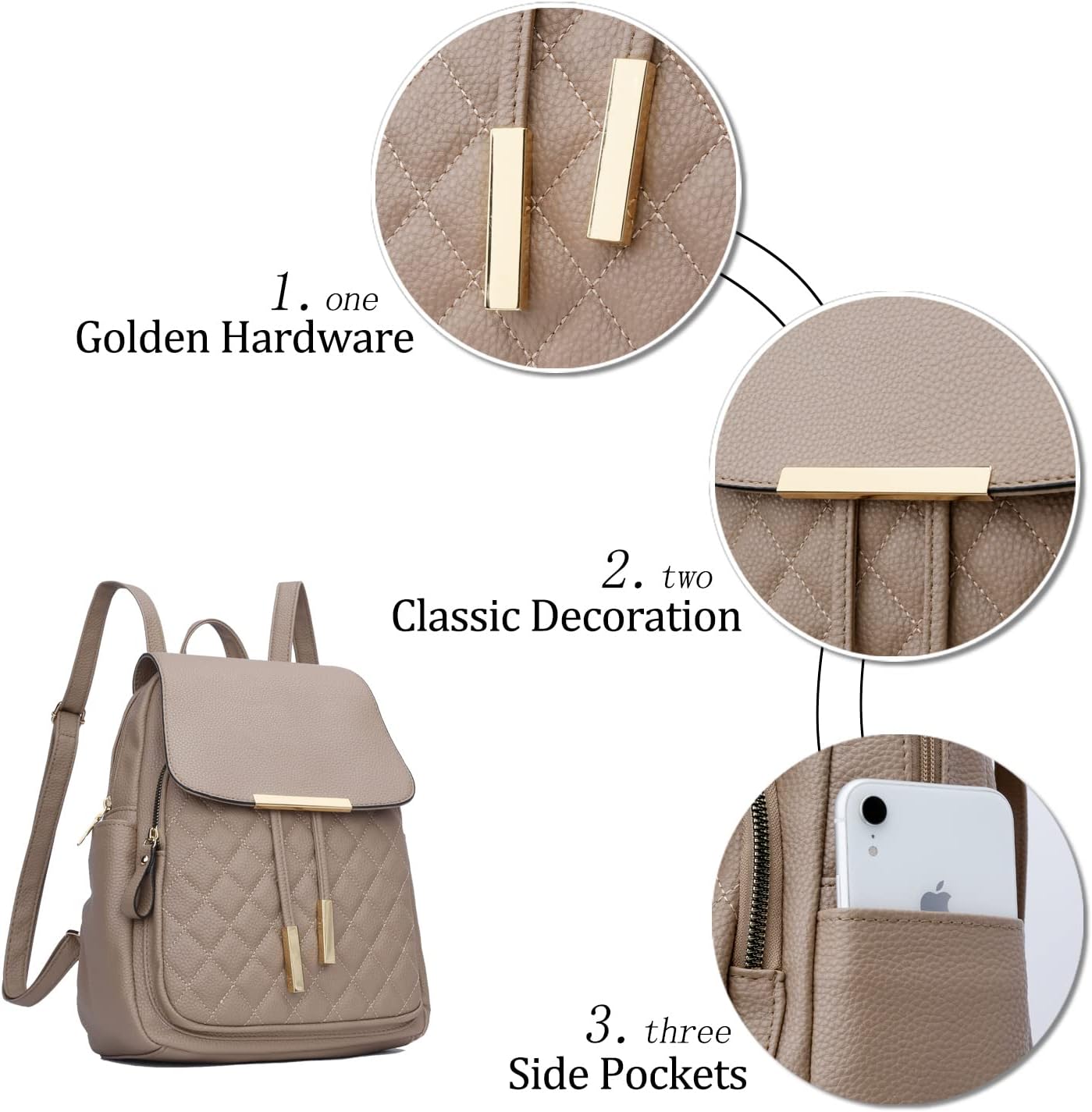 Quilted Leather Backpack Purse