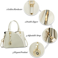 Triple-Compartment Satchel Handbag