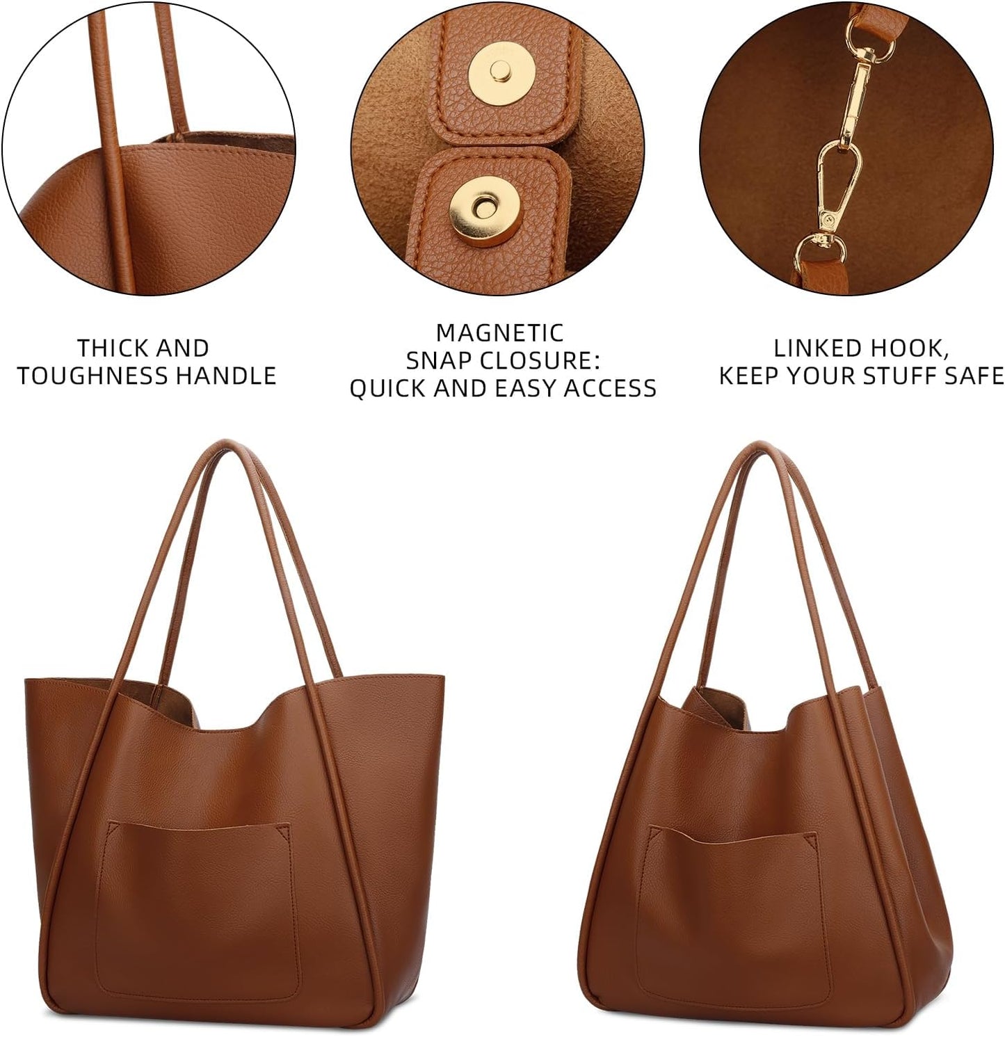 Large Vegan Leather Tote Bag