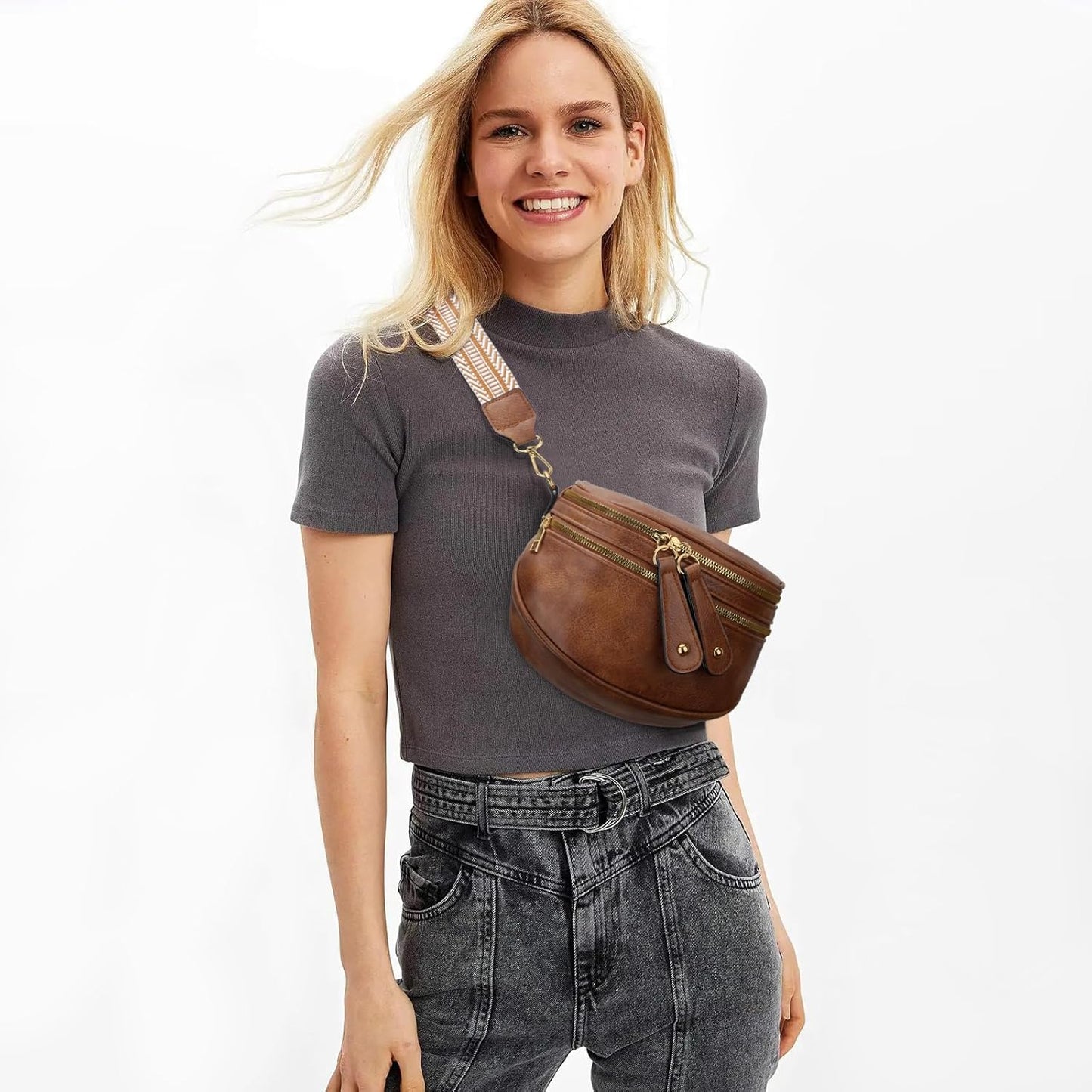 Trendy Leather Sling Crossbody Bag