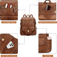 Anti-Theft Leather Backpack (Black)