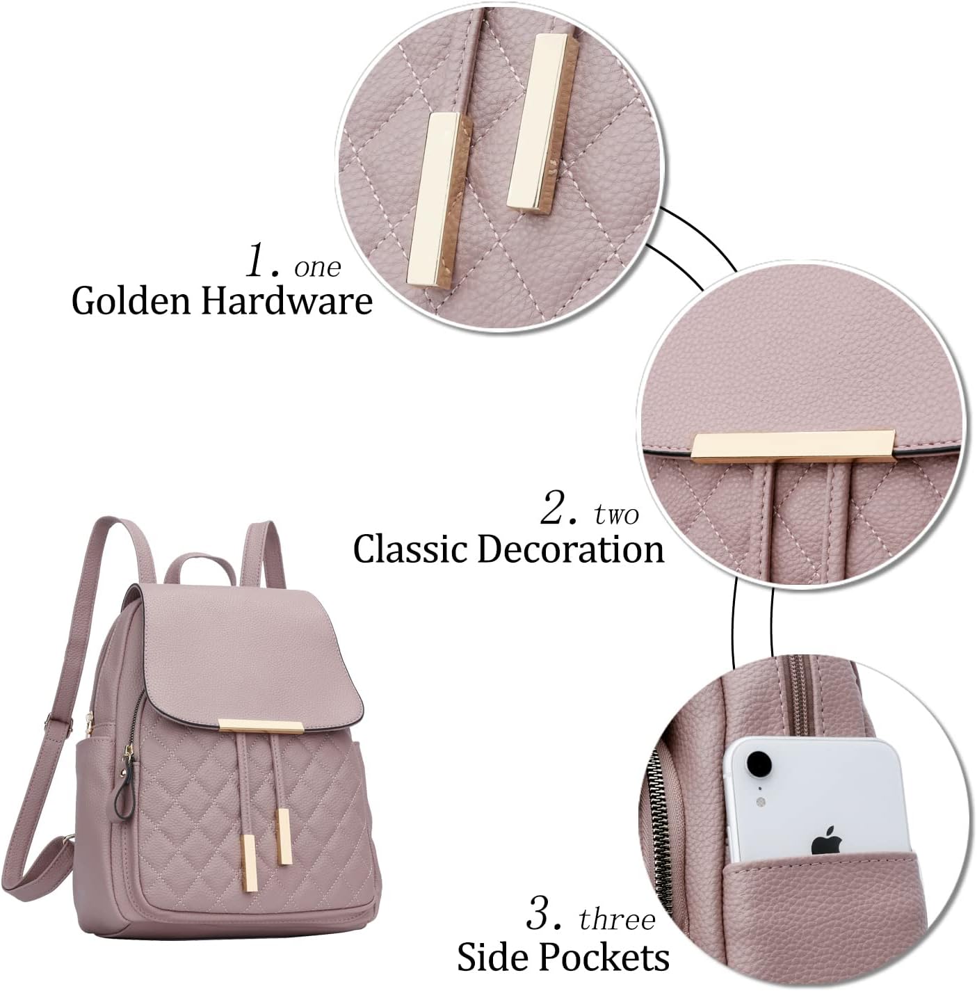 Quilted Leather Backpack Purse