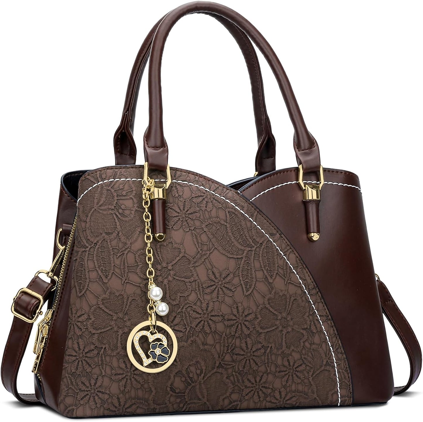 Triple-Compartment Satchel Handbag