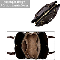Triple-Compartment Satchel Handbag