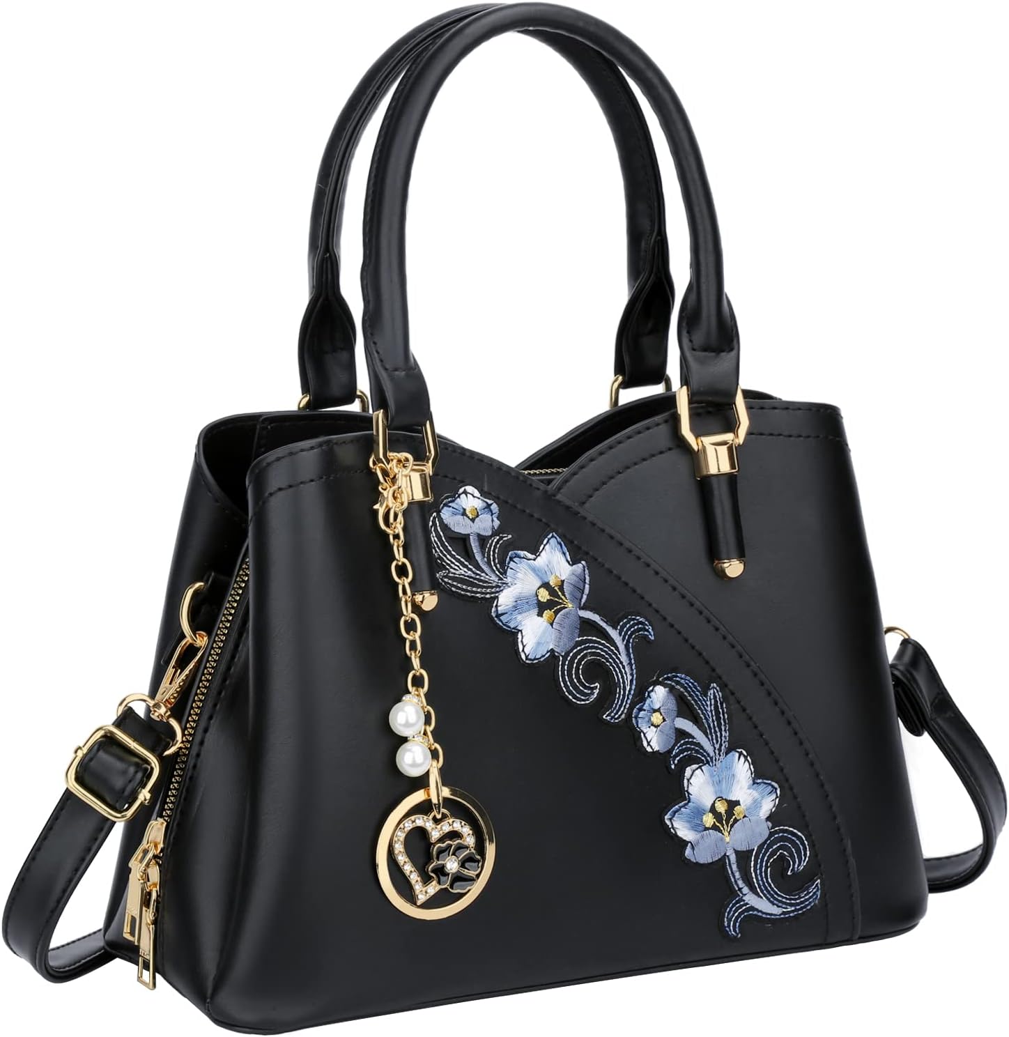 Triple-Compartment Satchel Handbag