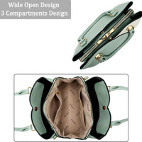 Triple-Compartment Satchel Handbag