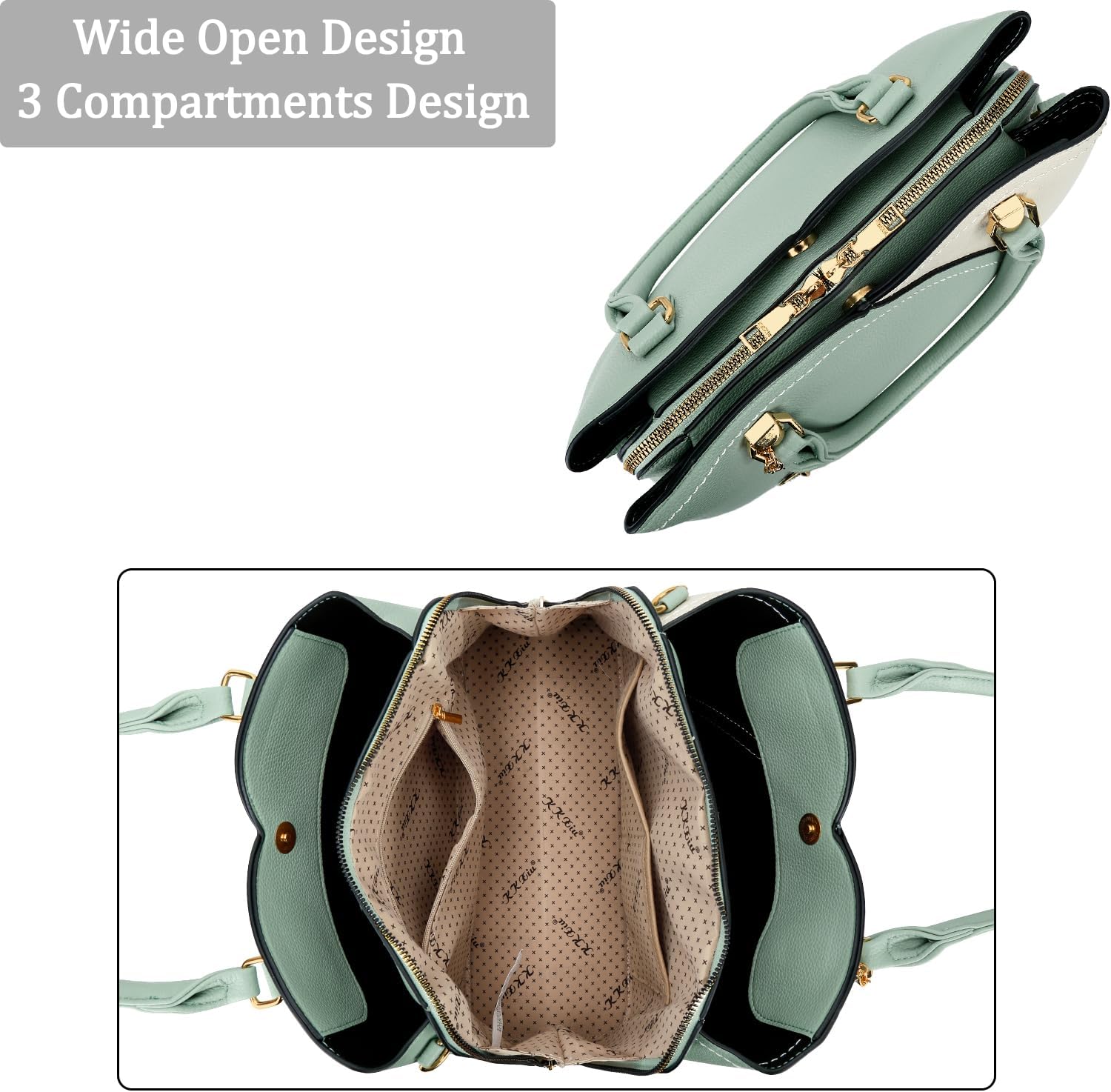 Triple-Compartment Satchel Handbag