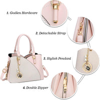 Triple-Compartment Satchel Handbag