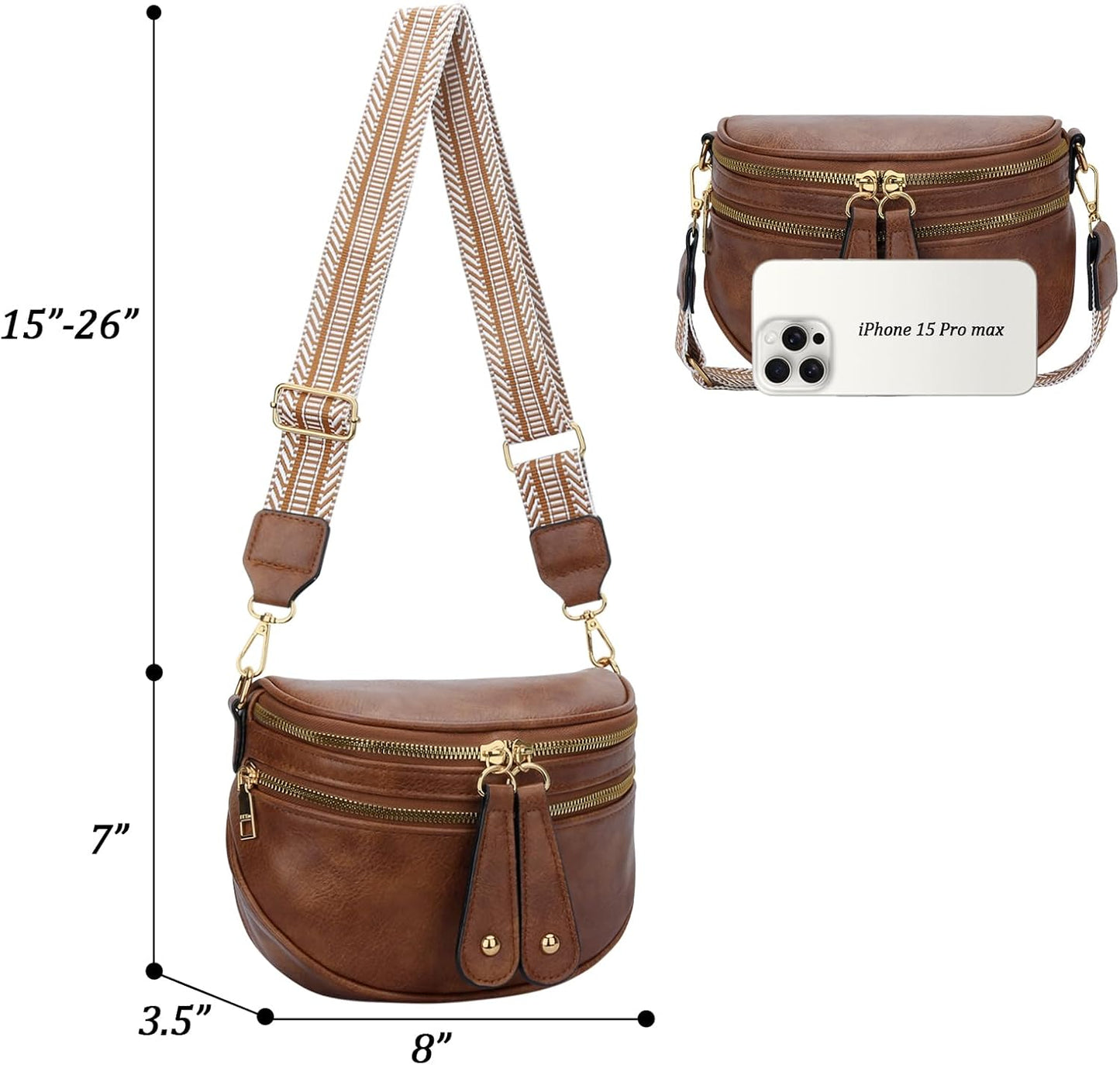 Trendy Leather Sling Crossbody Bag