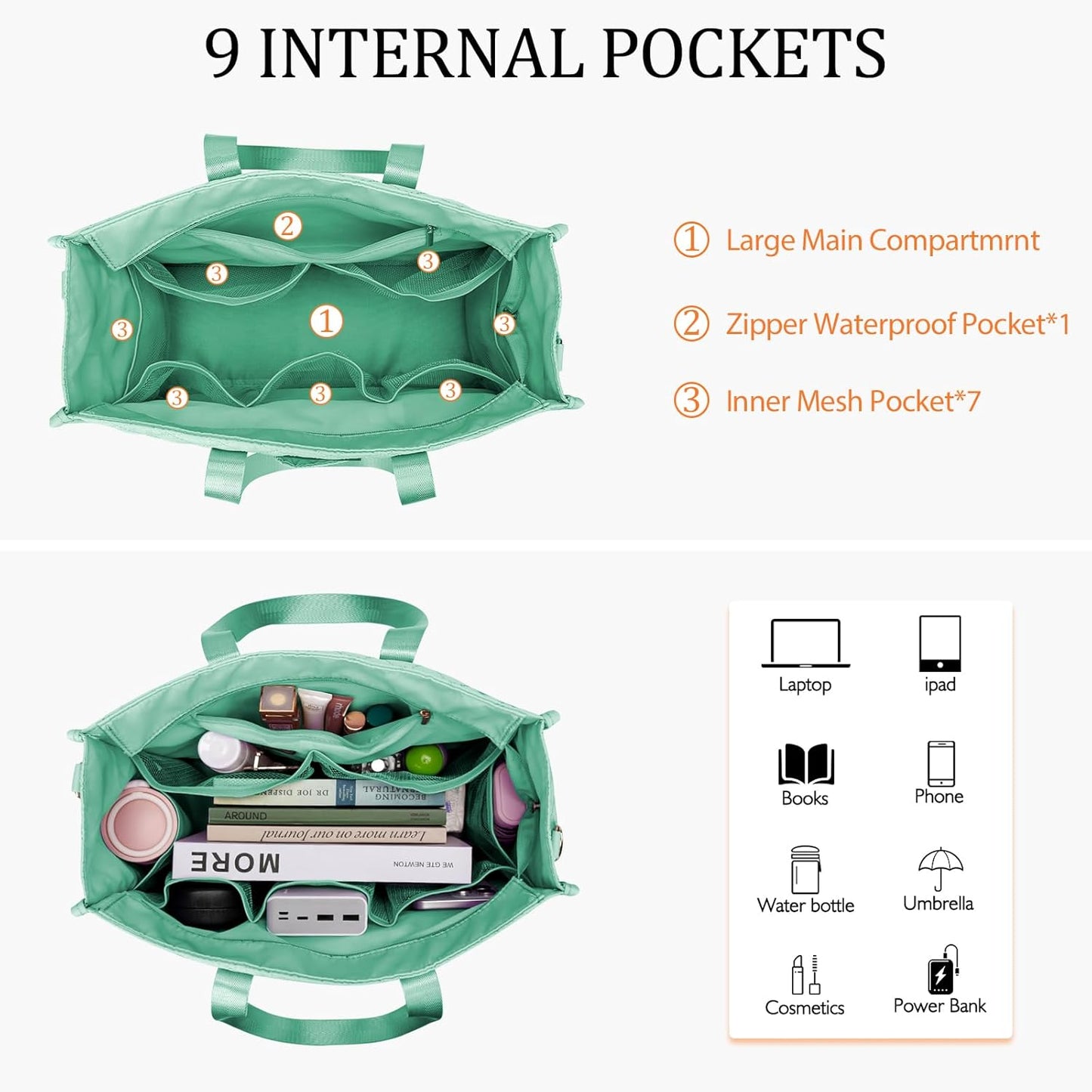 Large Water-Resistant Tote Bag