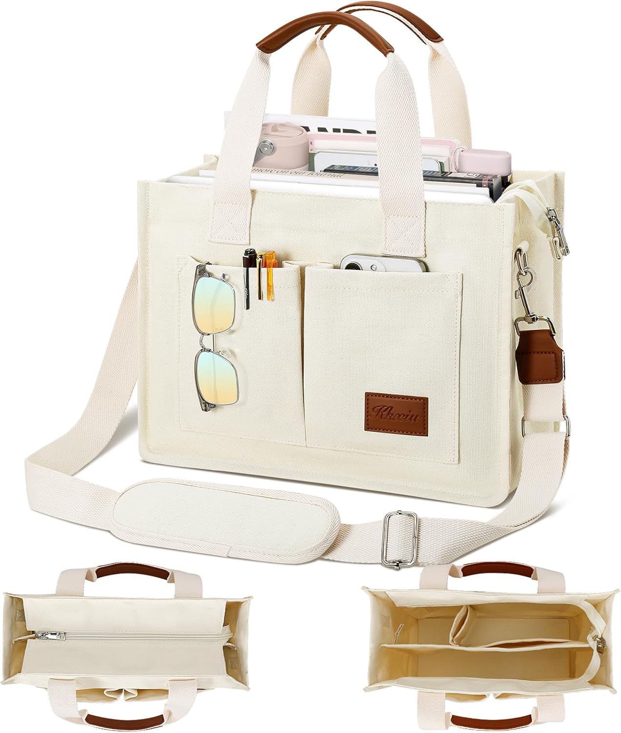 Large Canvas Tote Crossbody Bag