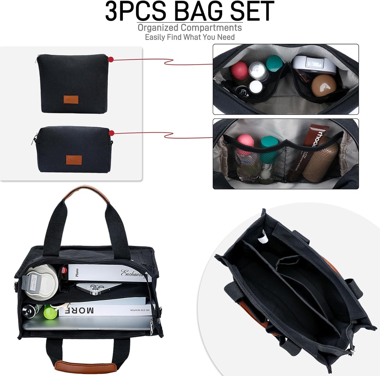 Large Canvas Tote Crossbody Bag