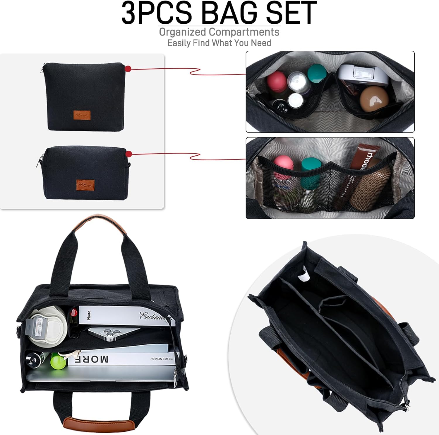 Large Canvas Tote Crossbody Bag