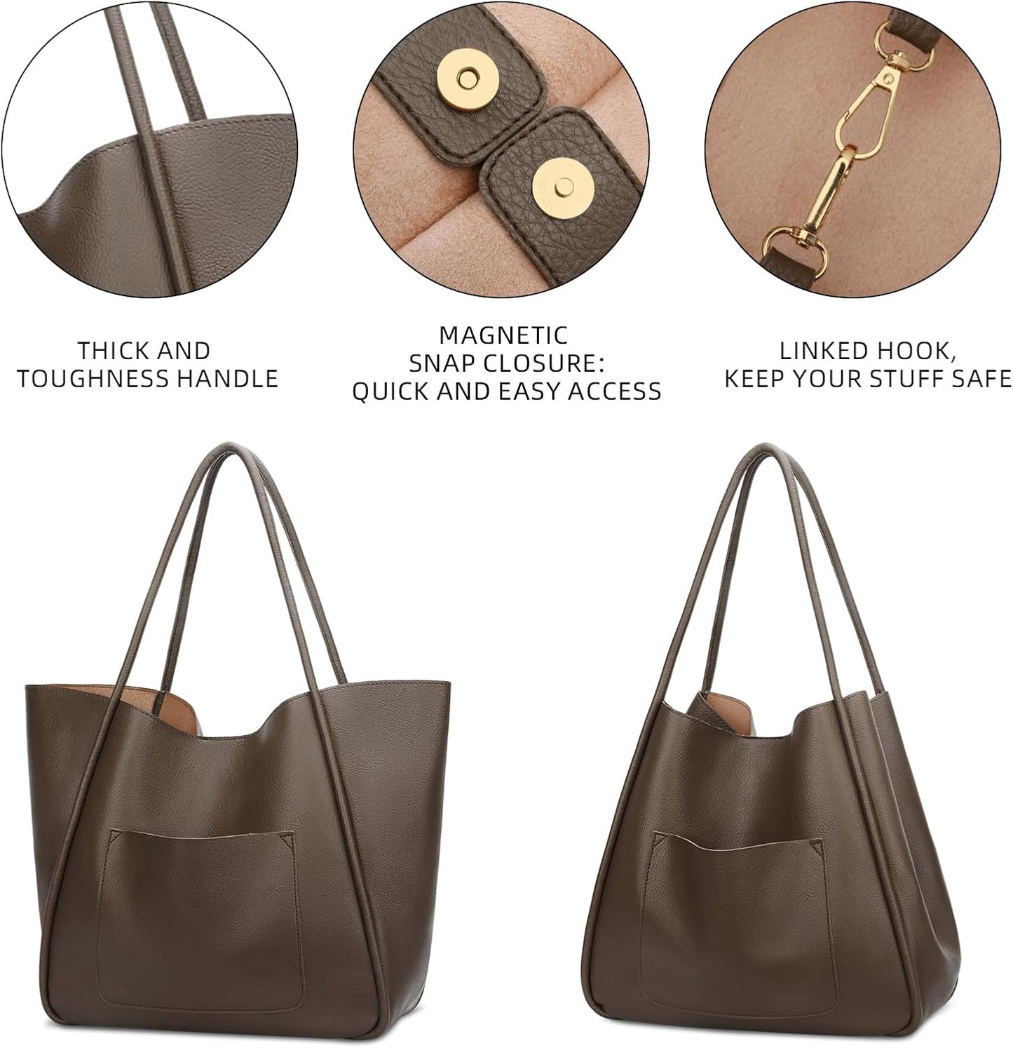 Large Vegan Leather Tote Bag