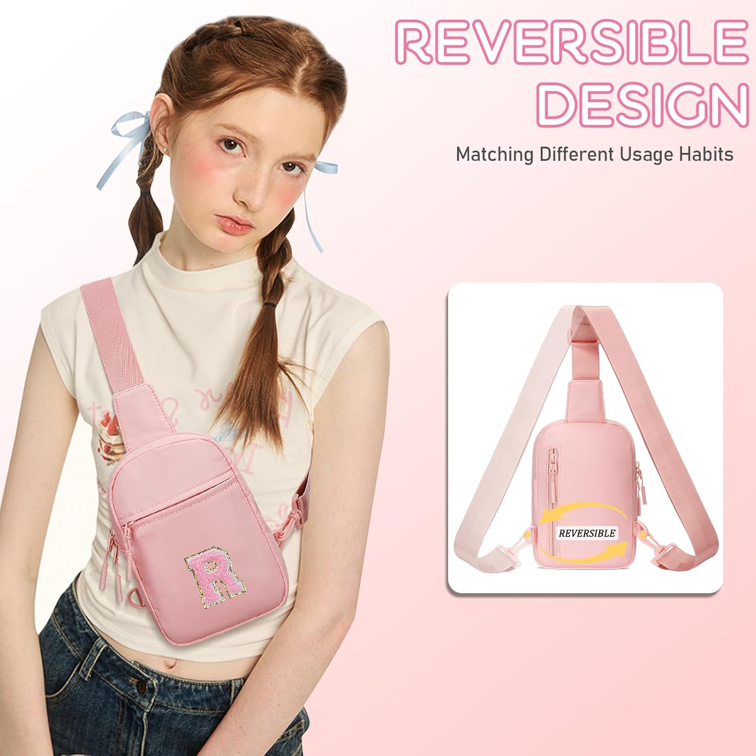 Girls Initial Sling Crossbody Bag