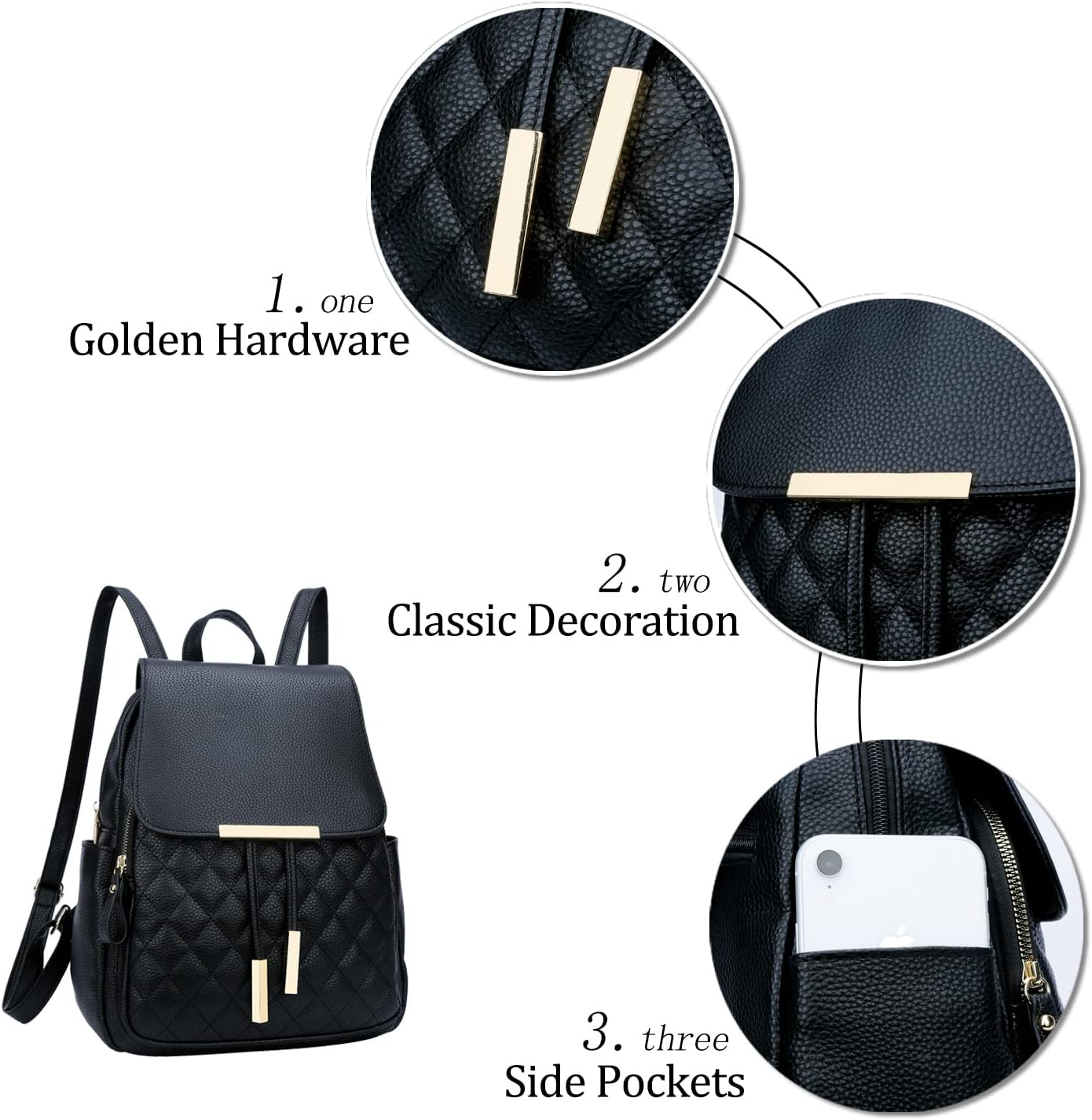 Quilted Leather Backpack Purse