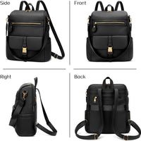 Anti-Theft Leather Backpack (Black)