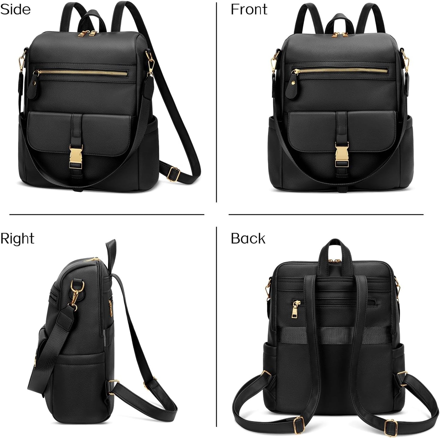 Anti-Theft Leather Backpack (Black)