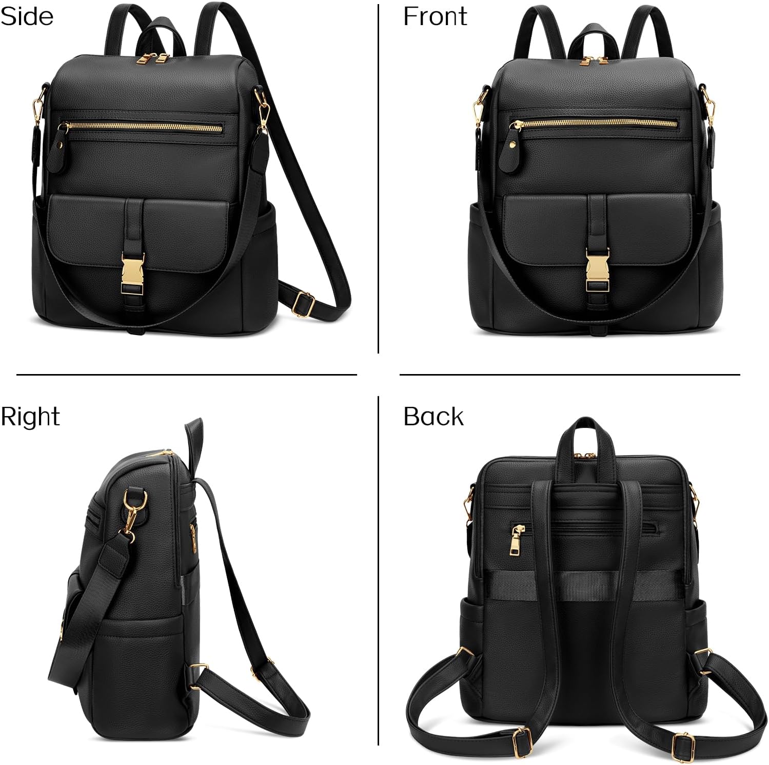 Anti-Theft Leather Backpack (Black)