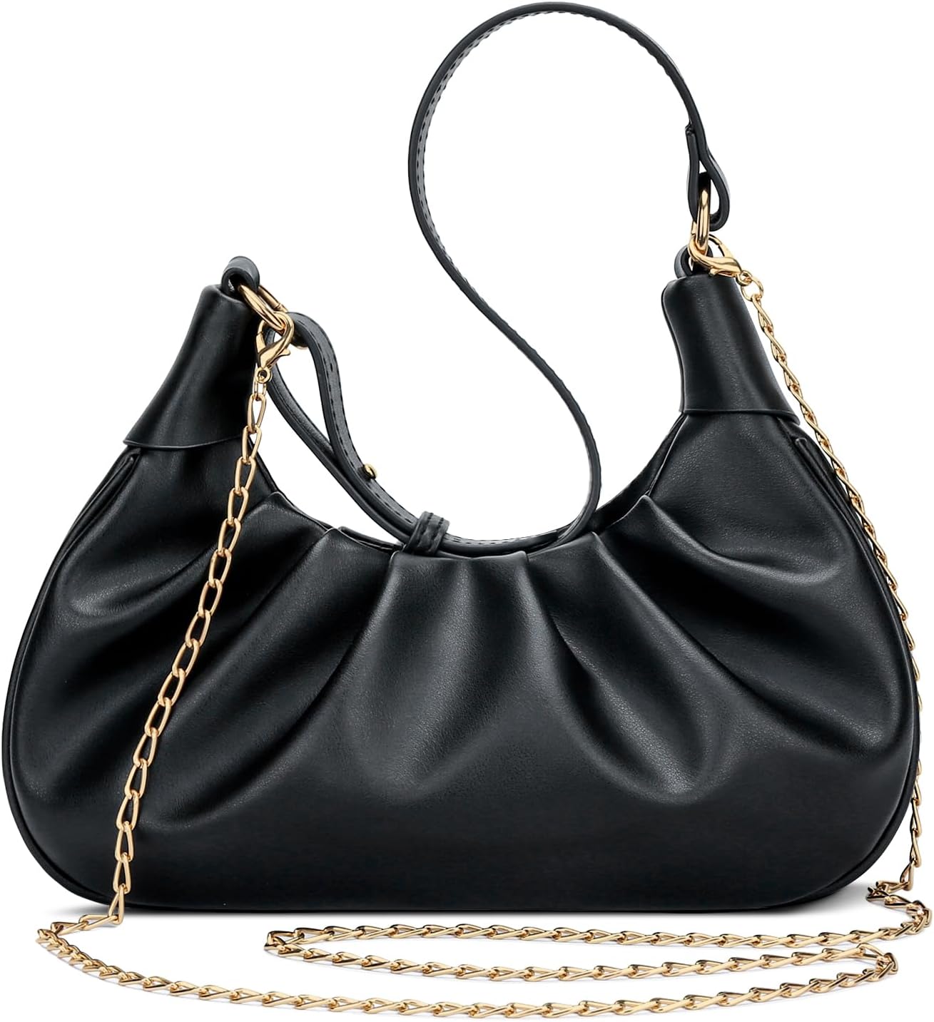 Crescent Ruched Shoulder Bag