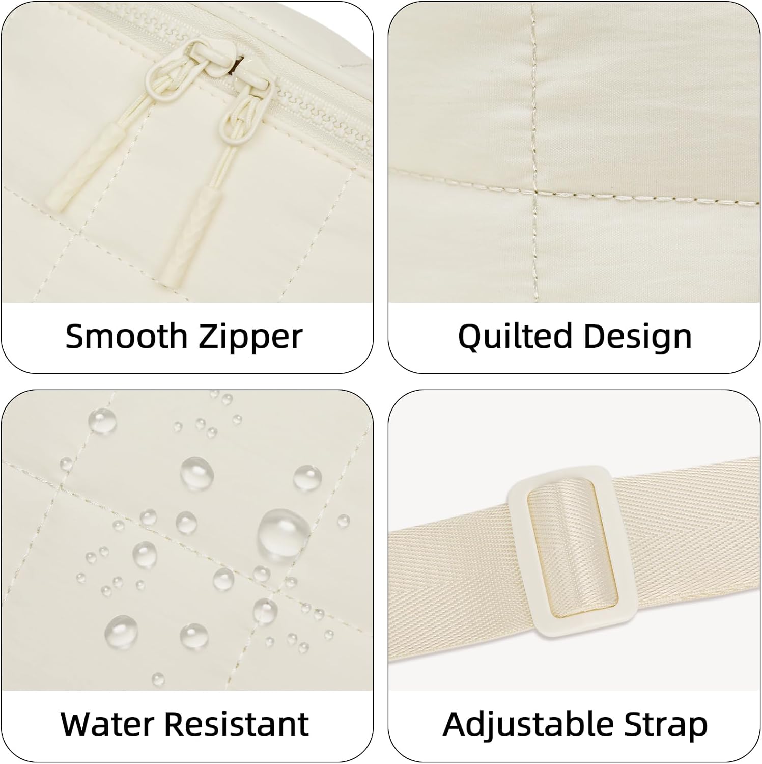 Quilted Puffer Sling Fanny Pack (Black)