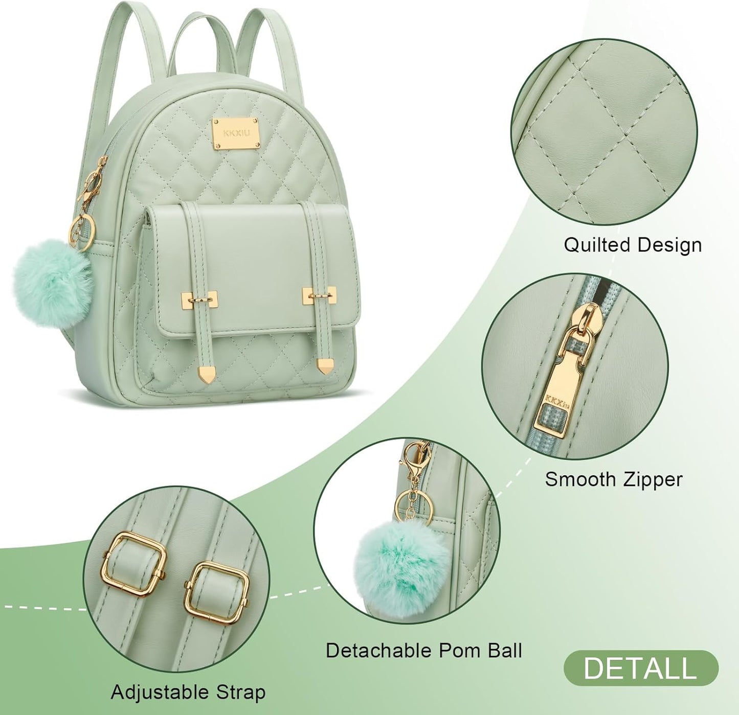 Quilted Mini Backpack Purse (White)