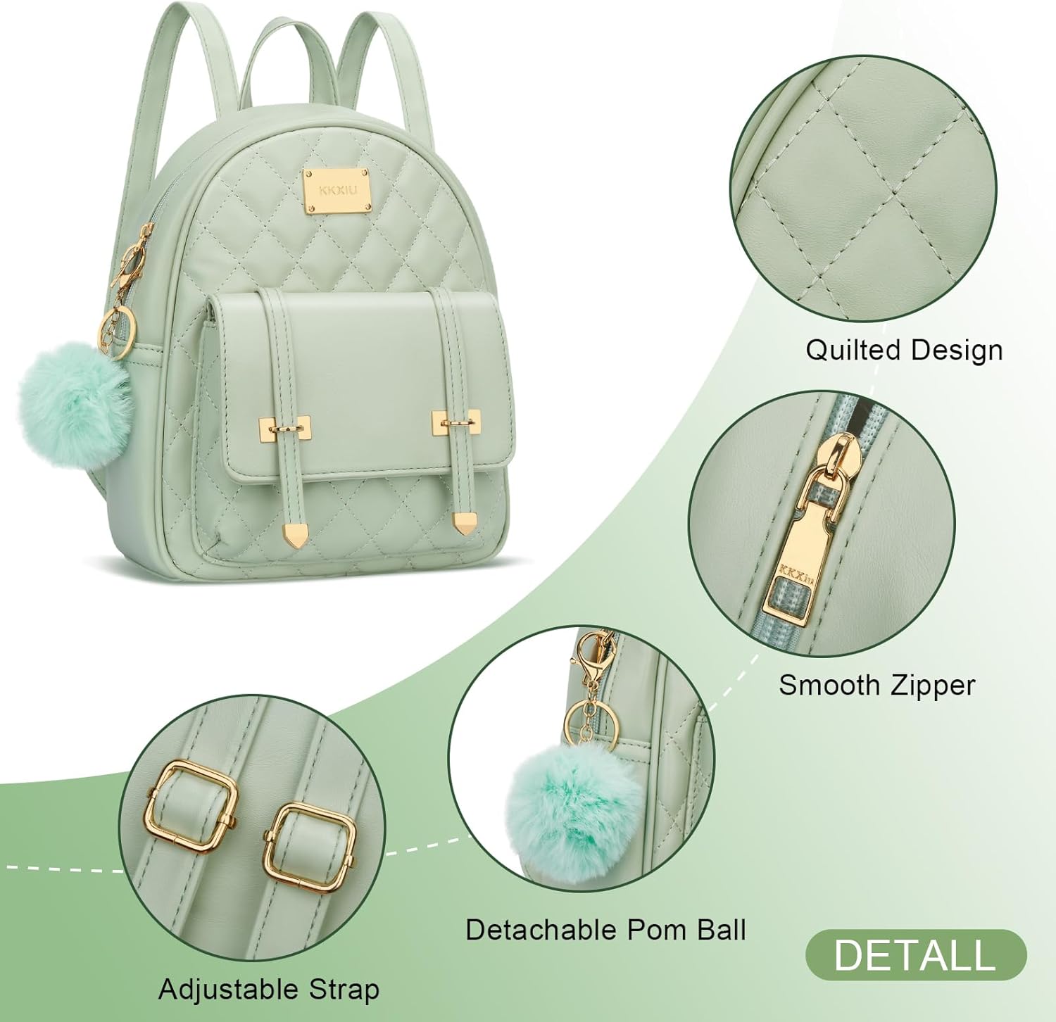 Quilted Mini Backpack Purse (White)