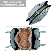Triple-Compartment Satchel Handbag